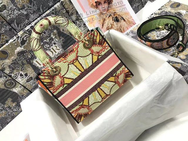 Dior女包 迪奧Lady D-Lite五格刺繡彩色燈光手袋 Dior手提肩背斜挎包  dfk1809
